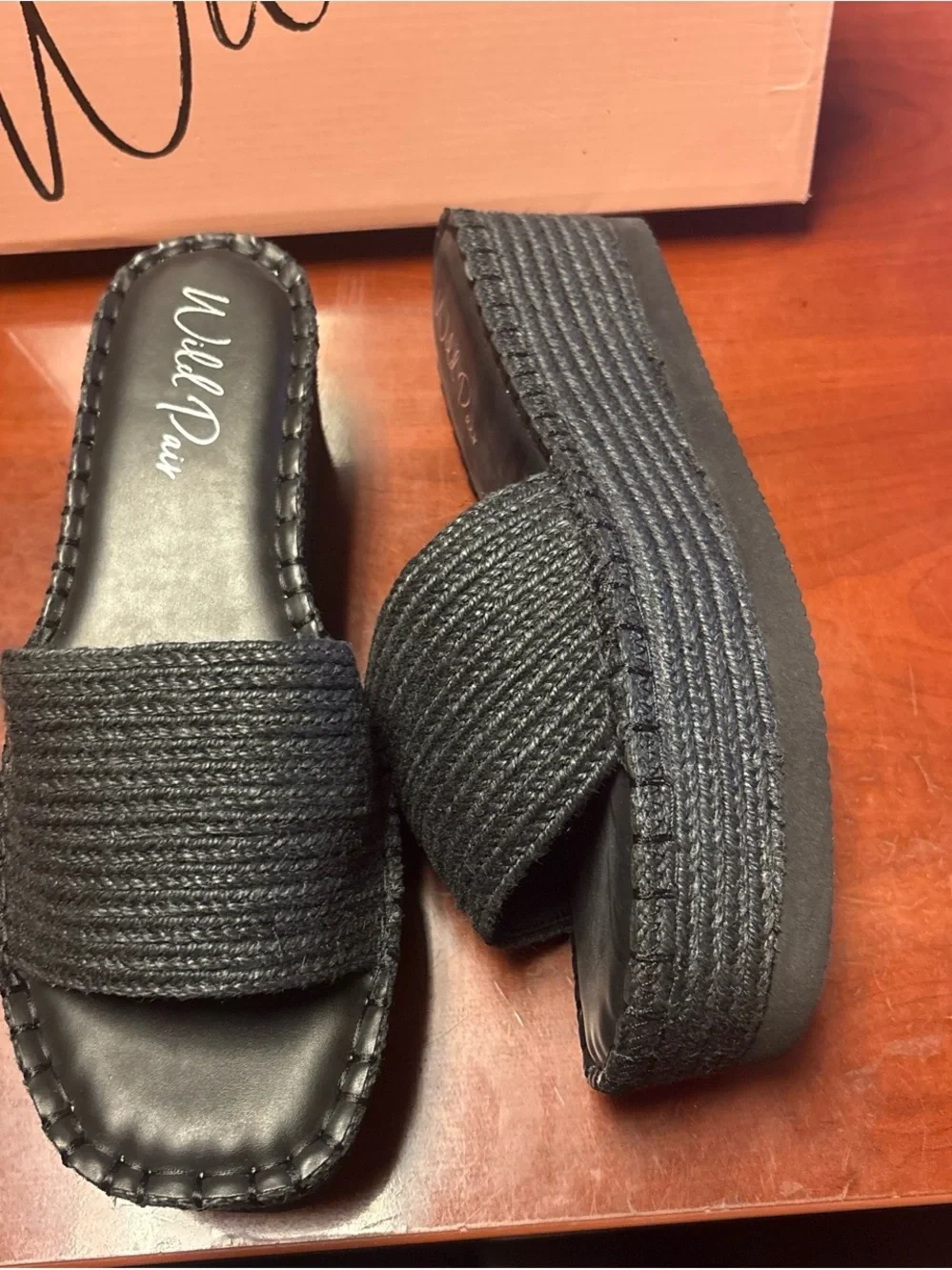 Wild Pair Black Slide platform Sandals for Women